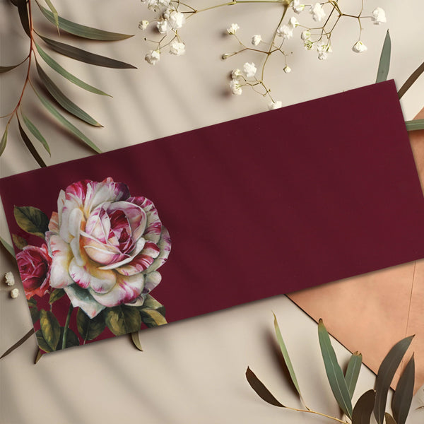 Maroon Floral Envelopes